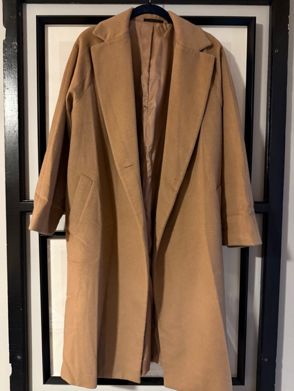 Women’s Camel Wool-Blend Coat with Pockets